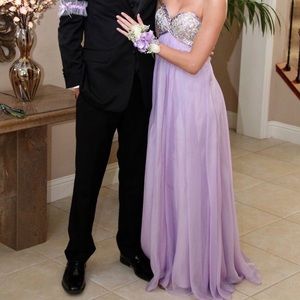Lavender Strapless Prom Dress
